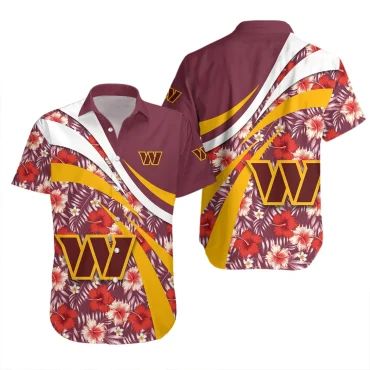Washington Commanders Floral Wave Hawaiian Shirt Unisex T-shirt, Sweatshirt, Hoodie, Long Sleeve Tee - T-Shirt, Sweatshirt, Hoodie