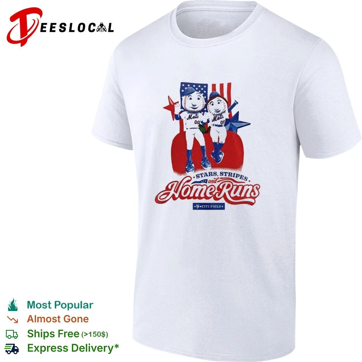 Stars Stripes and Home Runs NY Mets USA 250th Anniversary T-shirt Unisex T-shirt, Sweatshirt, Hoodie, Long Sleeve Tee - T-Shirt, Sweatshirt, Hoodie