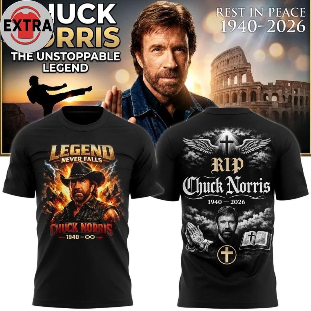 Chuck Norris Legend Never Falls 1940-2026 Hooded T-Shirt Unisex T-shirt, Sweatshirt, Hoodie, Long Sleeve Tee - T-Shirt, Sweatshirt, Hoodie