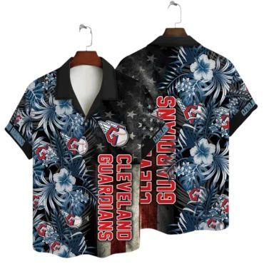 Cleveland Guardians Stars & Stripes Hawaiian Shirt Unisex T-shirt, Sweatshirt, Hoodie, Long Sleeve Tee - T-Shirt, Sweatshirt, Hoodie