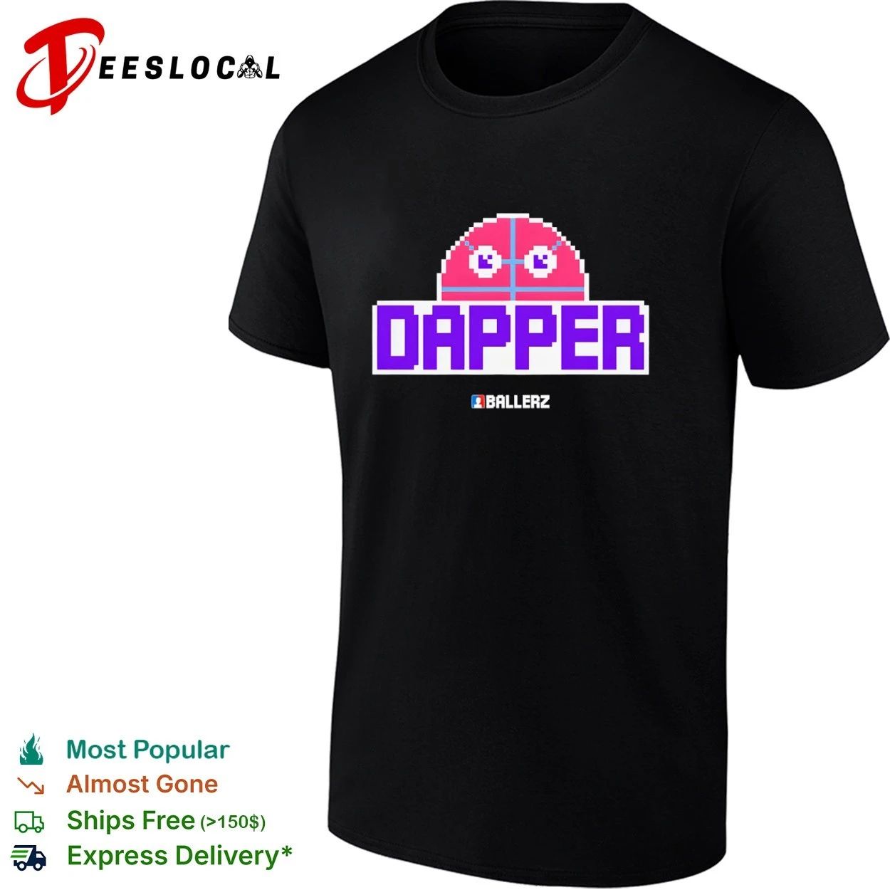 Dapper Ballerz pixel art gaming basketball T-shirt Unisex T-shirt, Sweatshirt, Hoodie, Long Sleeve Tee - T-Shirt, Sweatshirt, Hoodie