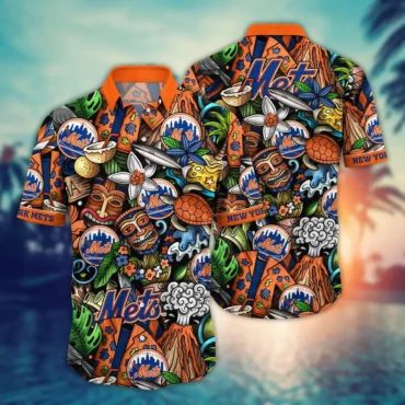 New York Mets Tropic Teal Hawaiian Shirt Unisex T-shirt, Sweatshirt, Hoodie, Long Sleeve Tee - T-Shirt, Sweatshirt, Hoodie