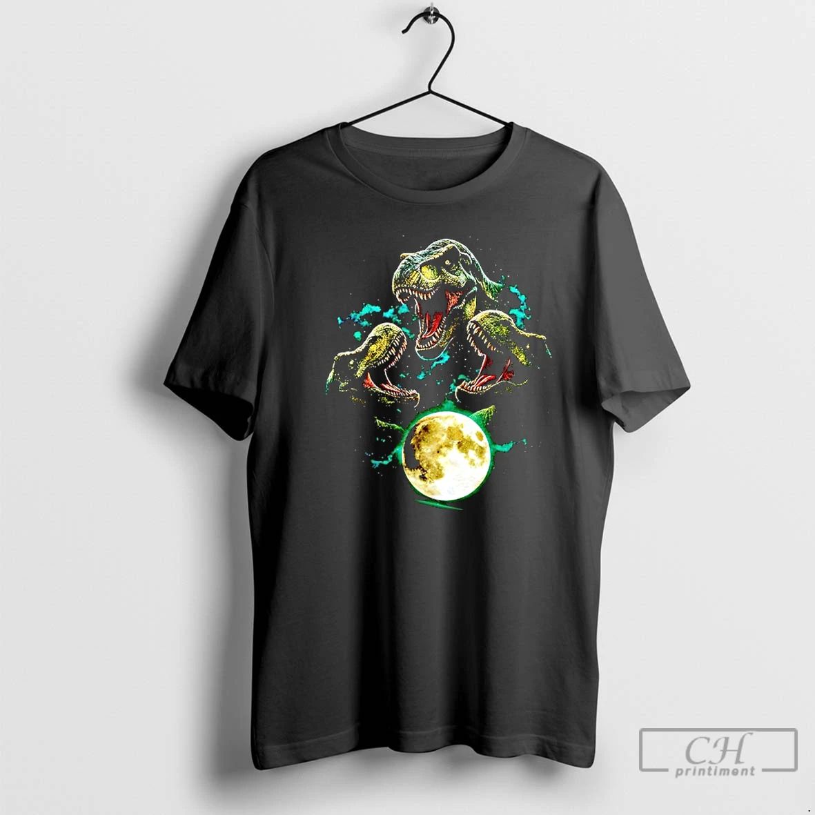 Premium Trex Jurassic Dinosaur Moon T Shirts Unisex T-shirt, Sweatshirt, Hoodie, Long Sleeve Tee - T-Shirt, Sweatshirt, Hoodie