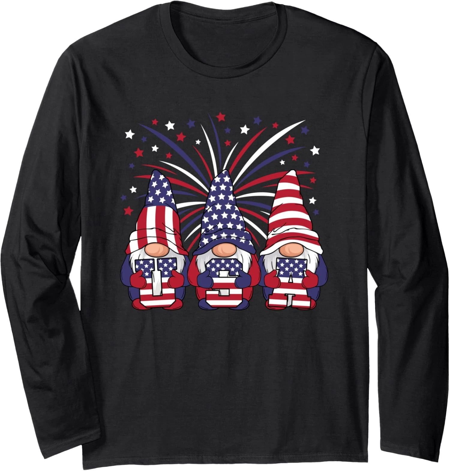 Patriotic Gnomes 4th Of July USA Design Funny July Long Sleeve Tshirt Unisex T-shirt, Sweatshirt, Hoodie, Long Sleeve Tee - T-Shirt, Sweatshirt, Hoodie