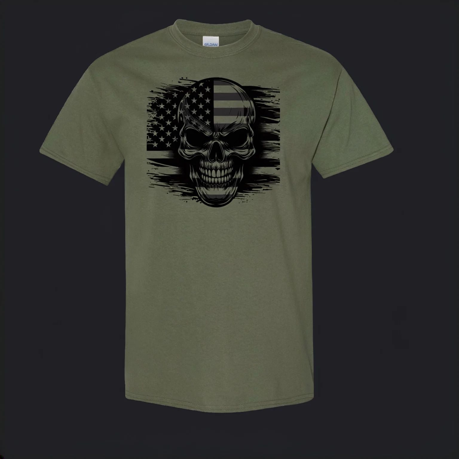 American Skull USA Flag Military Honor Veteran Patriotic Shirt Unisex T-shirt, Sweatshirt, Hoodie, Long Sleeve Tee - T-Shirt, Sweatshirt, Hoodie