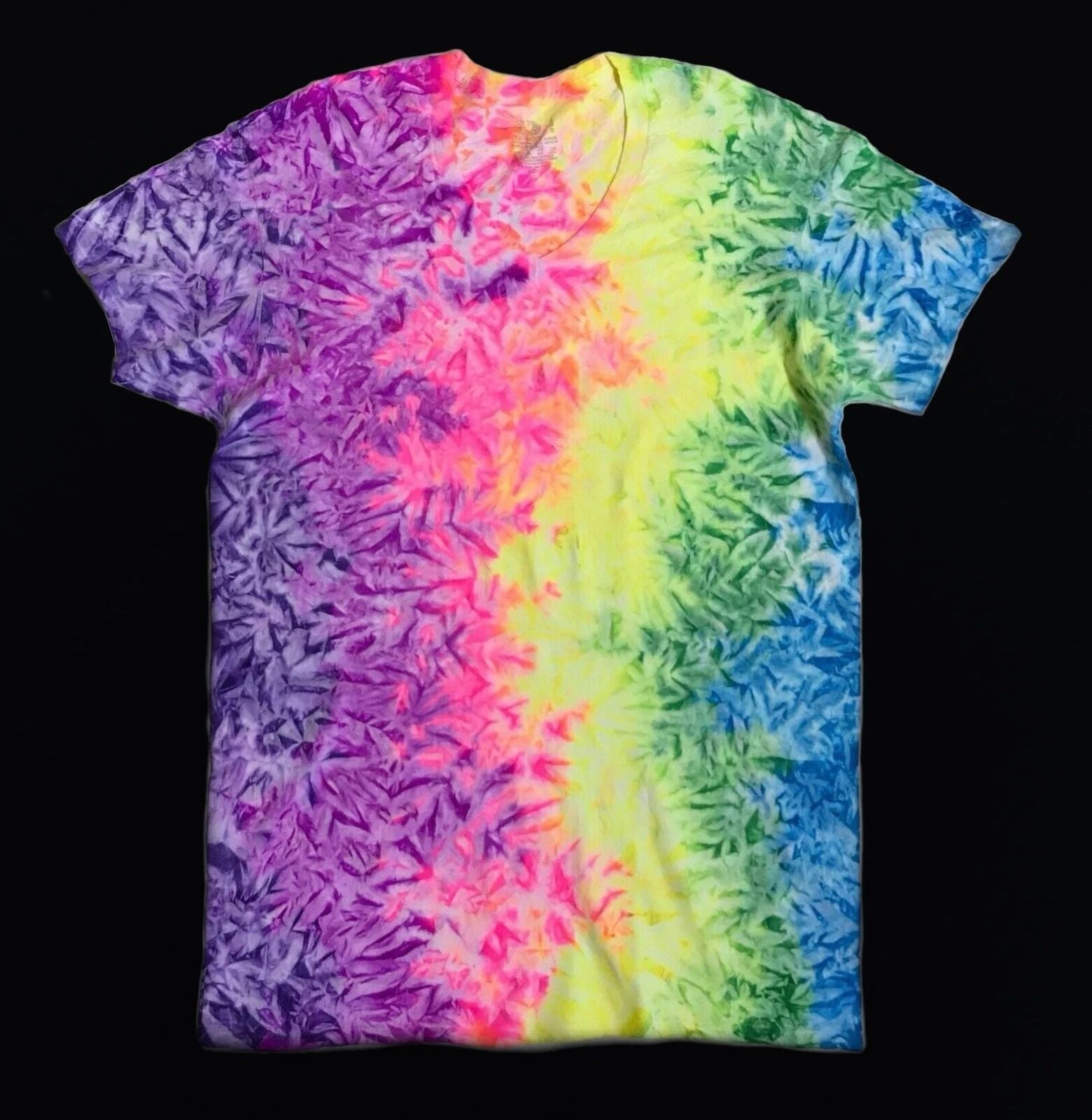 *New* 2XL - Sm Handmade Tie Dye, Rainbow White Cruncht Crinkle, Crew or V-Neck Unisex T-shirt, Sweatshirt, Hoodie, Long Sleeve Tee - T-Shirt, Sweatshirt, Hoodie