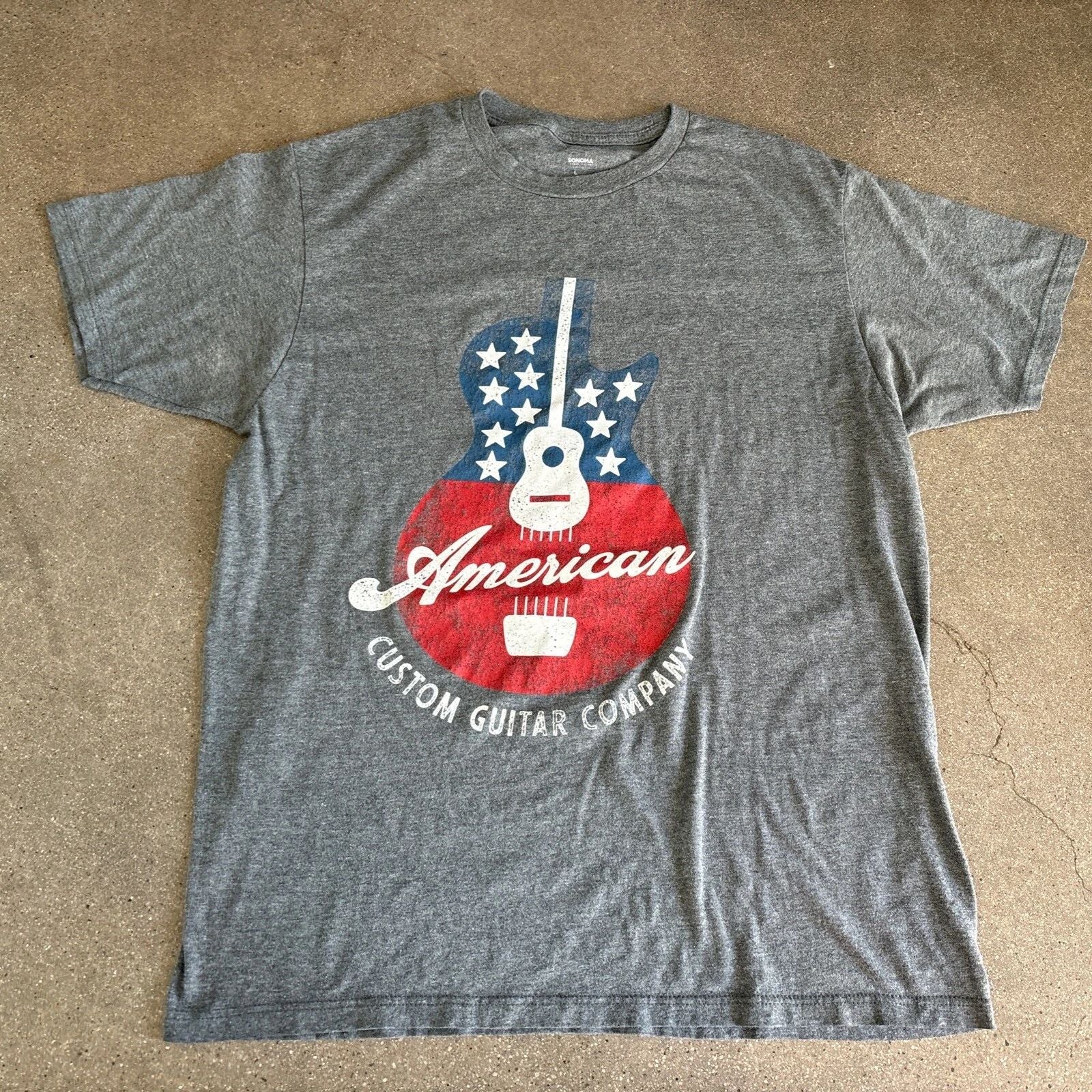 American Custom Guitar Company gray t-shirt sz L Unisex T-shirt, Sweatshirt, Hoodie, Long Sleeve Tee - T-Shirt, Sweatshirt, Hoodie