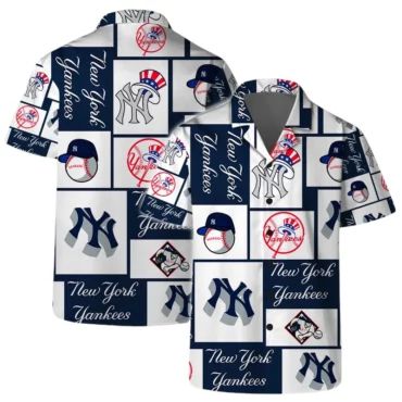 New York Yankees Logo Block Hawaiian Shirt Unisex T-shirt, Sweatshirt, Hoodie, Long Sleeve Tee - T-Shirt, Sweatshirt, Hoodie