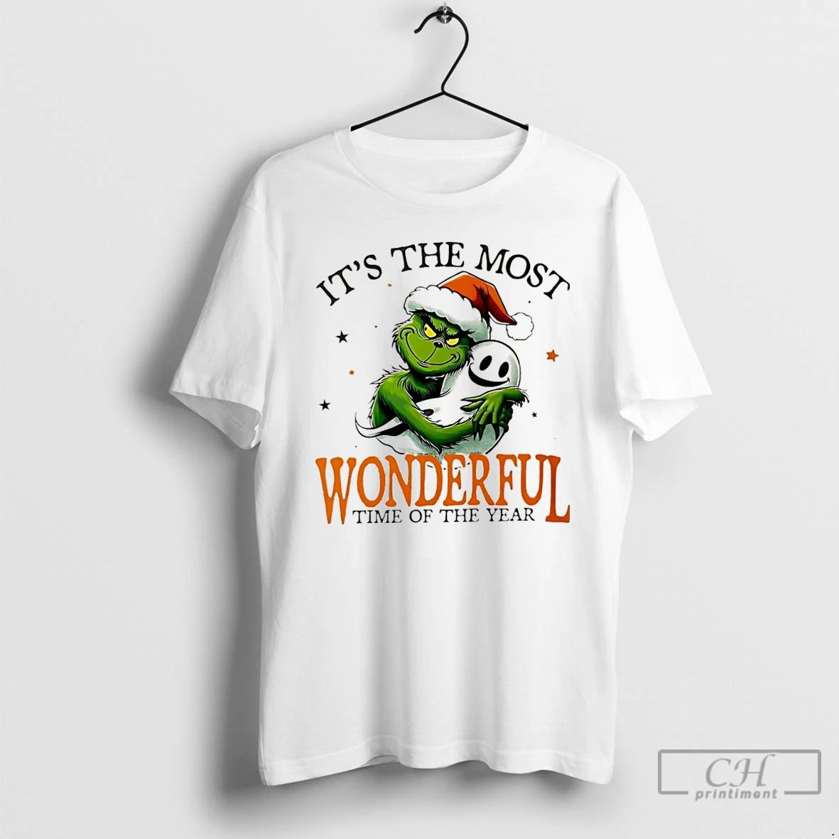 Premium Grinch Hug Ghost Its The Most Wonderful Time Of The Year Christmas Christmas Unisex T-shirt, Sweatshirt, Hoodie, Long Sleeve Tee - T-Shirt, Sweatshirt, Hoodie
