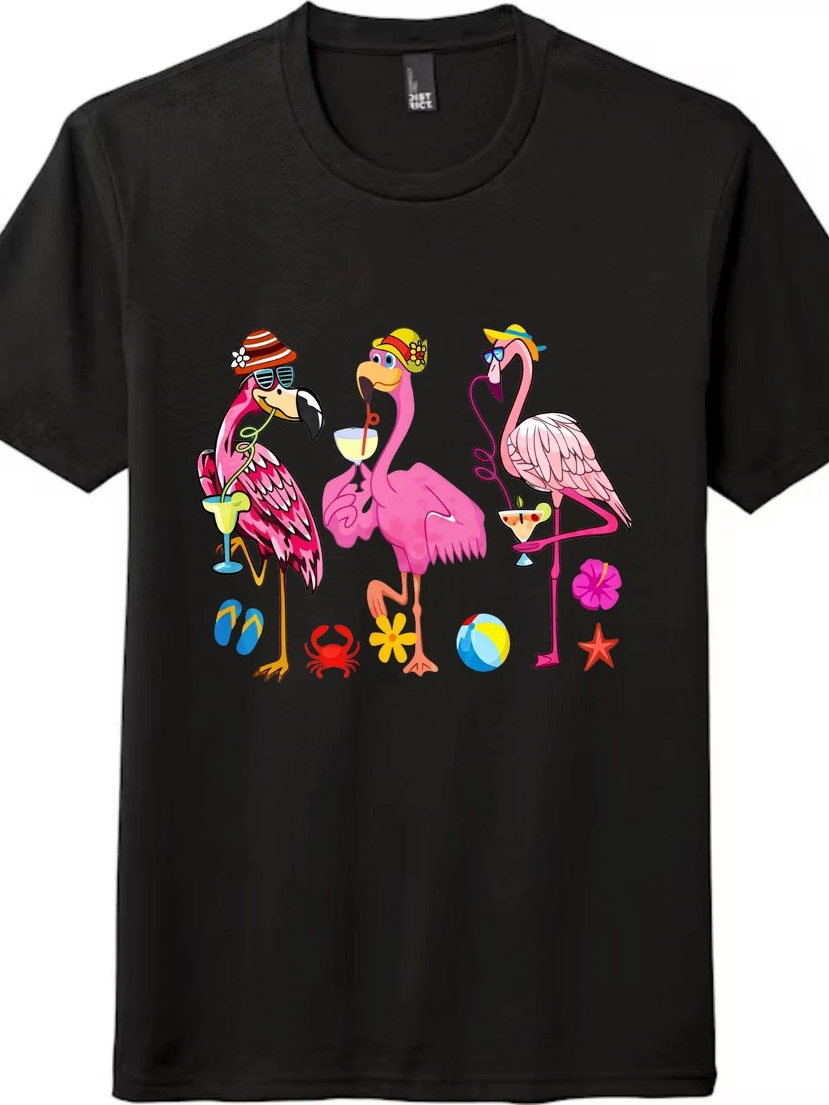 Unisex Beach Flamingo Party Cartoon T-Shirt-Summer Drink Cocktail Graphic Tees Unisex T-shirt, Sweatshirt, Hoodie, Long Sleeve Tee - T-Shirt, Sweatshirt, Hoodie