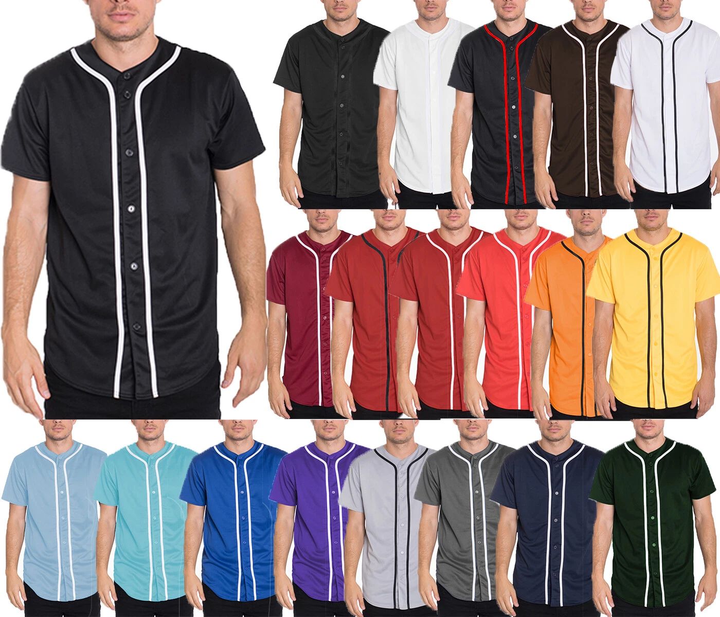 Mens Baseball JERSEY Polyester Plain TShirt Team Sport Button Fashion Tee Casual Unisex T-shirt, Sweatshirt, Hoodie, Long Sleeve Tee - T-Shirt, Sweatshirt, Hoodie