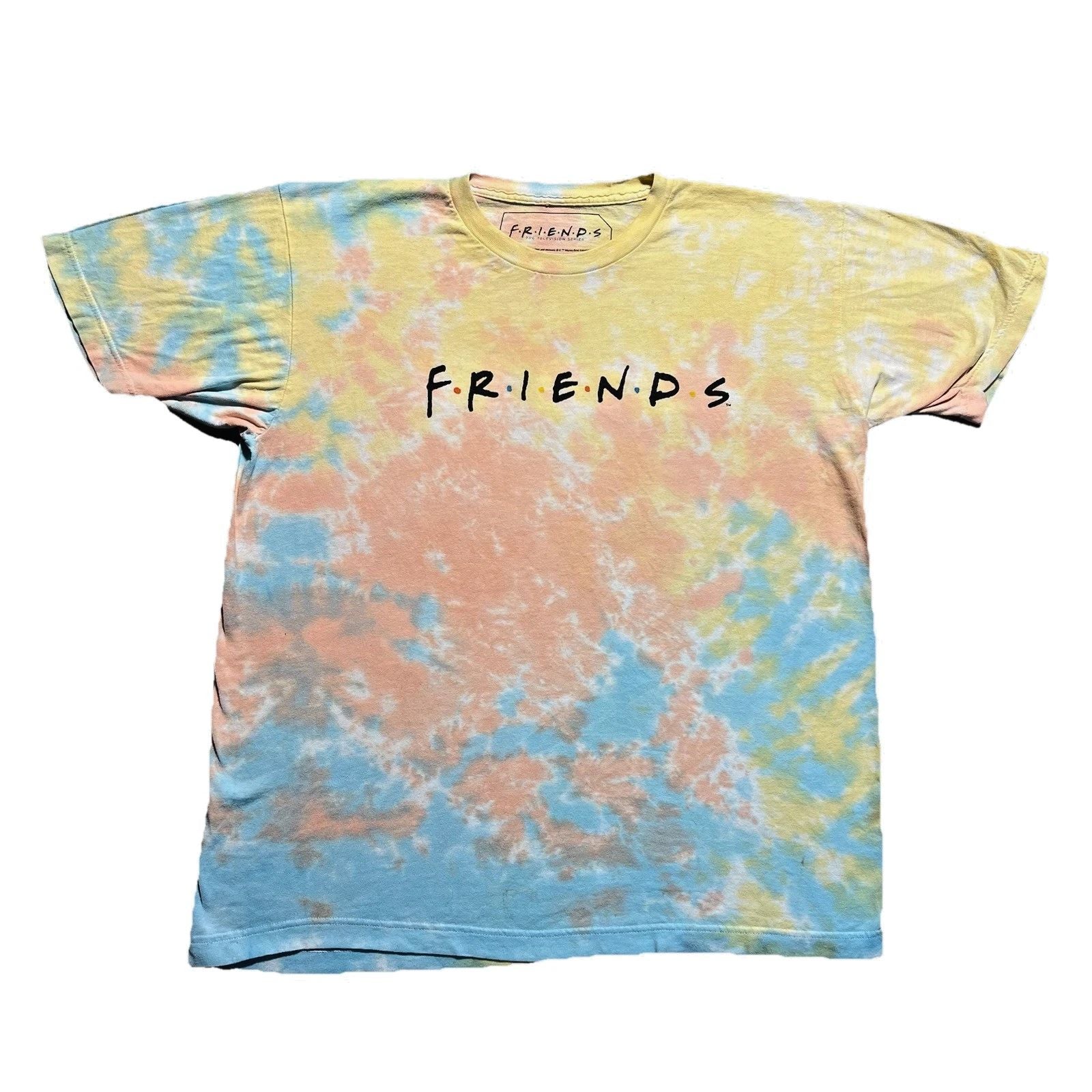 Friends T Shirt Mens L Colorful Rainbow Tie Die Retro 90s TV Show Logo Spell Out Unisex T-shirt, Sweatshirt, Hoodie, Long Sleeve Tee - T-Shirt, Sweatshirt, Hoodie