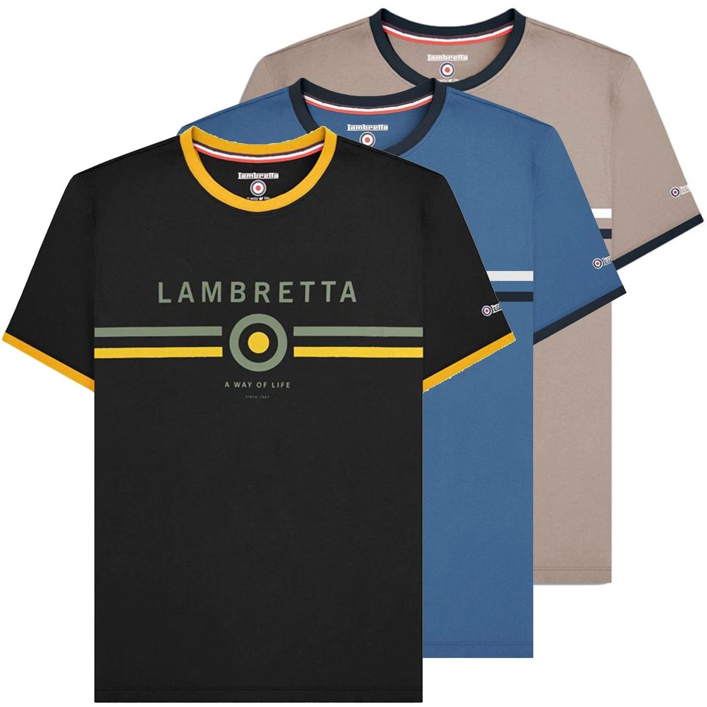 Mens Lambretta Classic Logo Target Retro Mod Ska Casual T-Shirt Sizes M to 4XL Unisex T-shirt, Sweatshirt, Hoodie, Long Sleeve Tee - T-Shirt, Sweatshirt, Hoodie