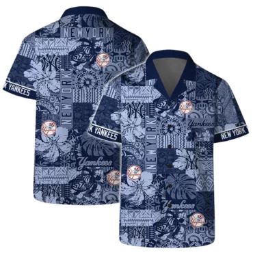 New York Yankees Blue Mosaic Hawaiian Shirt Unisex T-shirt, Sweatshirt, Hoodie, Long Sleeve Tee - T-Shirt, Sweatshirt, Hoodie