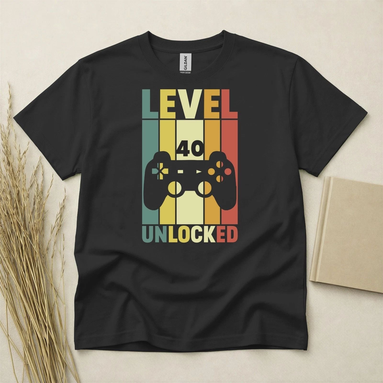 Level 40 Unlocked 40th Birthday T Shirt Custom Year Gift Gildan Heavy Cotton Tee Unisex T-shirt, Sweatshirt, Hoodie, Long Sleeve Tee - T-Shirt, Sweatshirt, Hoodie