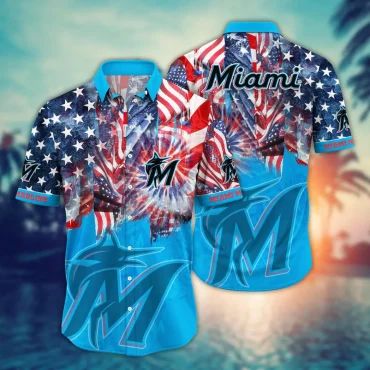 Miami Marlins Fireworks Celebration Hawaiian Shirt Unisex T-shirt, Sweatshirt, Hoodie, Long Sleeve Tee - T-Shirt, Sweatshirt, Hoodie