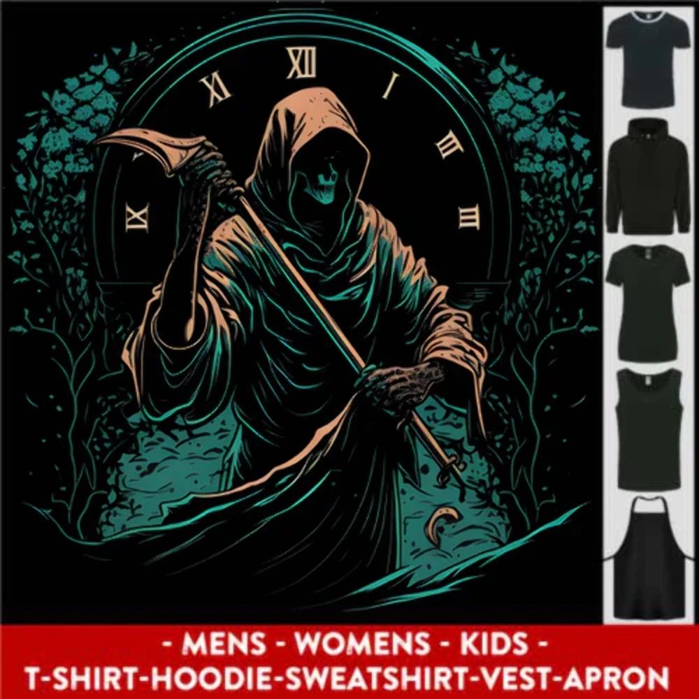 Grim Reaper Time Skull Death Gothic Mens Womens Kids Unisex Unisex T-shirt, Sweatshirt, Hoodie, Long Sleeve Tee - T-Shirt, Sweatshirt, Hoodie