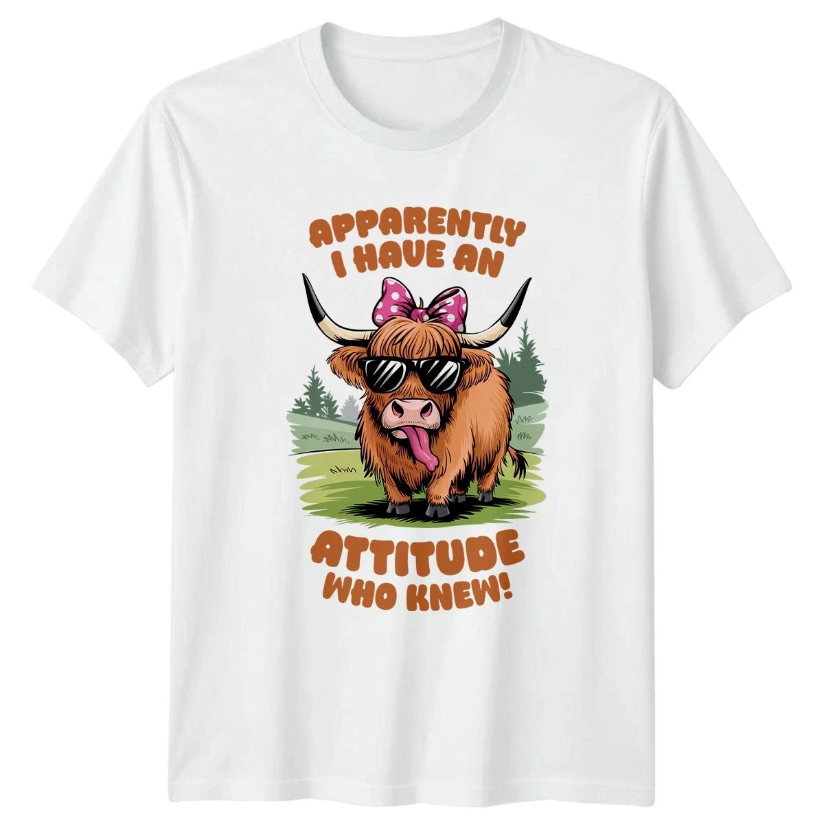 Apparently I Have An Attitude Womens T-Shirt Highland Cow Gift For Her Unisex T-shirt, Sweatshirt, Hoodie, Long Sleeve Tee - T-Shirt, Sweatshirt, Hoodie