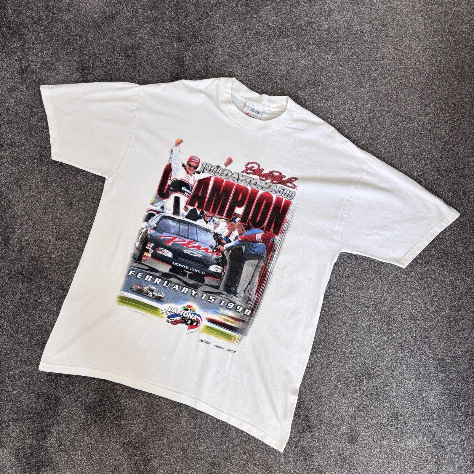 NASCAR Dale Earnhardt White T-shirt Large 1998 USA Daytona 500 Vintage Tee 90s Unisex T-shirt, Sweatshirt, Hoodie, Long Sleeve Tee - T-Shirt, Sweatshirt, Hoodie
