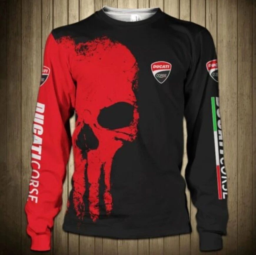 Ducati Long sleeve Shirt 3D Racing Size S-5XL Printed 3D Red New Unisex T-shirt, Sweatshirt, Hoodie, Long Sleeve Tee - T-Shirt, Sweatshirt, Hoodie