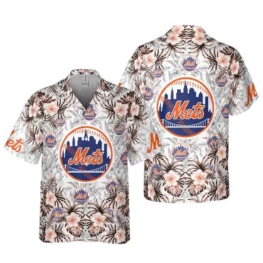 New York Mets Tropic Flair Hawaiian Shirt Unisex T-shirt, Sweatshirt, Hoodie, Long Sleeve Tee - T-Shirt, Sweatshirt, Hoodie