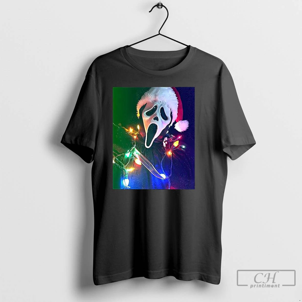 Premium Ghostface String Lights Scream Christmas T Shirts Unisex T-shirt, Sweatshirt, Hoodie, Long Sleeve Tee - T-Shirt, Sweatshirt, Hoodie