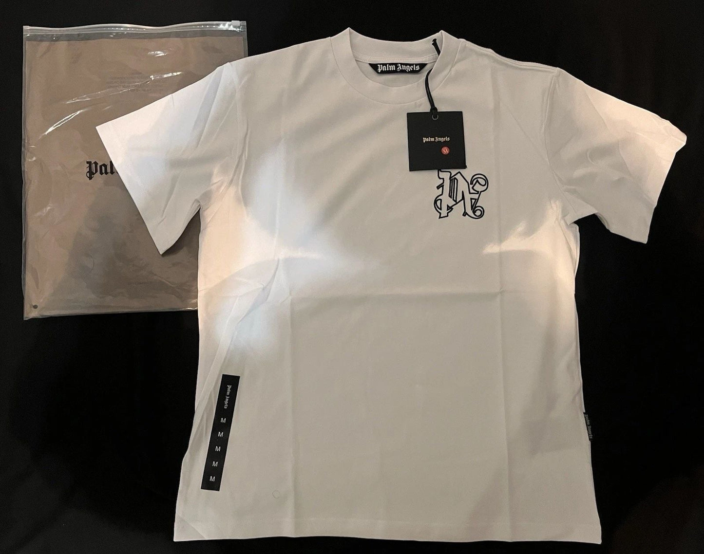 Palm Angels White Logo Men's Cotton Crew Neck Short Sleeve T-Shirt Size M Unisex T-shirt, Sweatshirt, Hoodie, Long Sleeve Tee - T-Shirt, Sweatshirt, Hoodie
