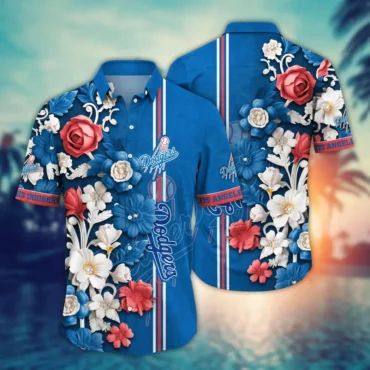 Los Angeles Dodgers Elegant Floral Burst Hawaiian Shirt Unisex T-shirt, Sweatshirt, Hoodie, Long Sleeve Tee - T-Shirt, Sweatshirt, Hoodie