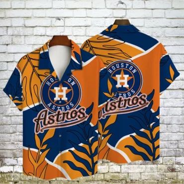 Houston Astros Bold Leaves Hawaiian Shirt Unisex T-shirt, Sweatshirt, Hoodie, Long Sleeve Tee - T-Shirt, Sweatshirt, Hoodie