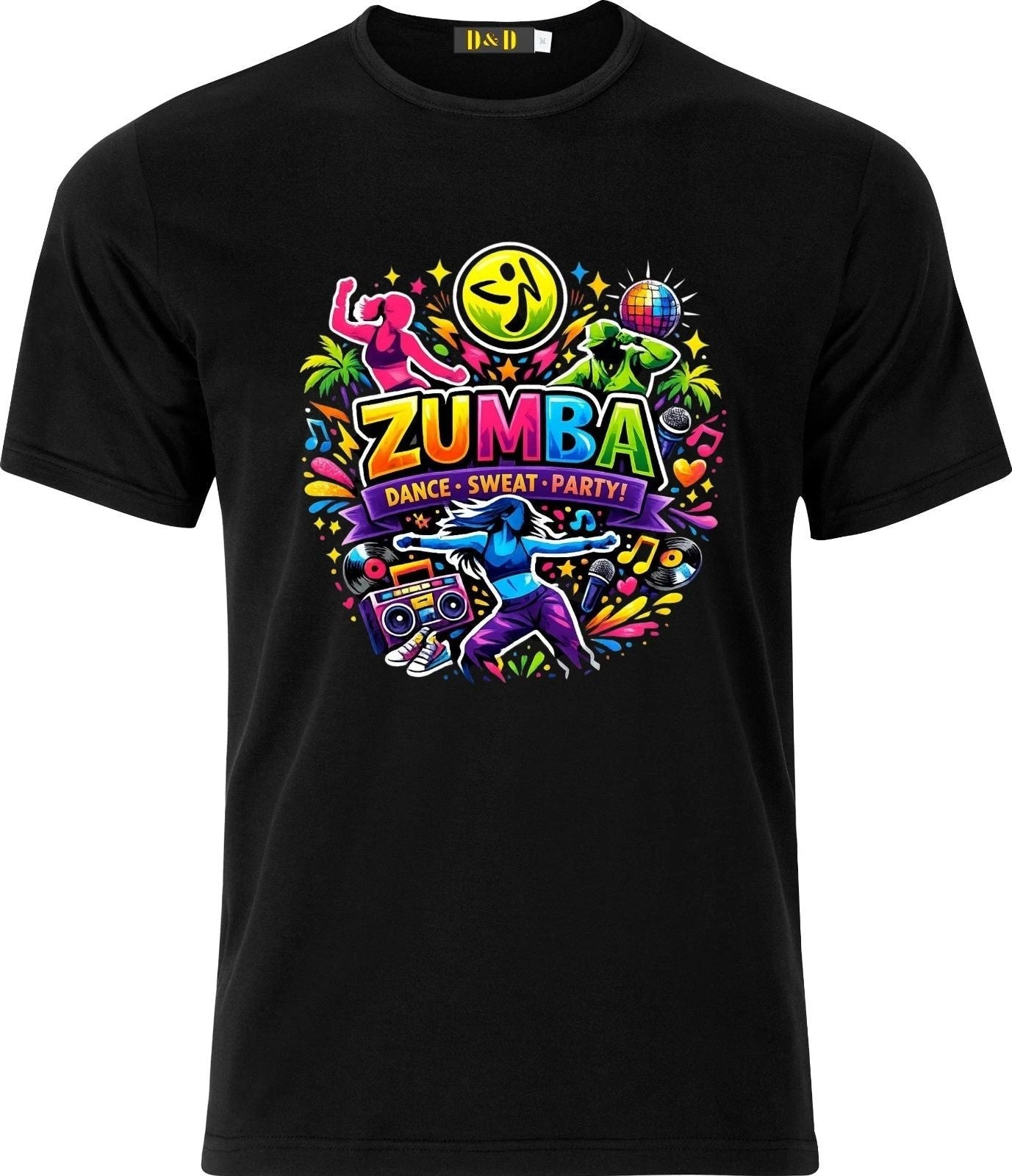 Zumba Multicoloured Dance, Sweat, Party D.T.F Funny Short Sleeved T shirt Unisex T-shirt, Sweatshirt, Hoodie, Long Sleeve Tee - T-Shirt, Sweatshirt, Hoodie