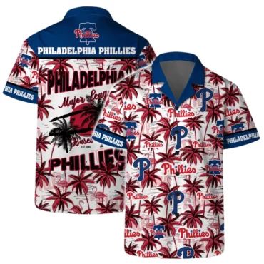 Philadelphia Phillies Coconut Tree Pattern Hawaiian Shirt Unisex T-shirt, Sweatshirt, Hoodie, Long Sleeve Tee - T-Shirt, Sweatshirt, Hoodie