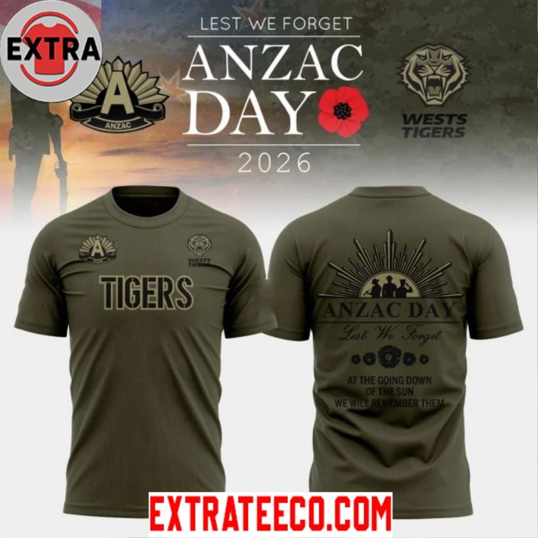 Wests Tigers Anzac Day 2026 Logo Two Sided Shirt Unisex T-shirt, Sweatshirt, Hoodie, Long Sleeve Tee - T-Shirt, Sweatshirt, Hoodie