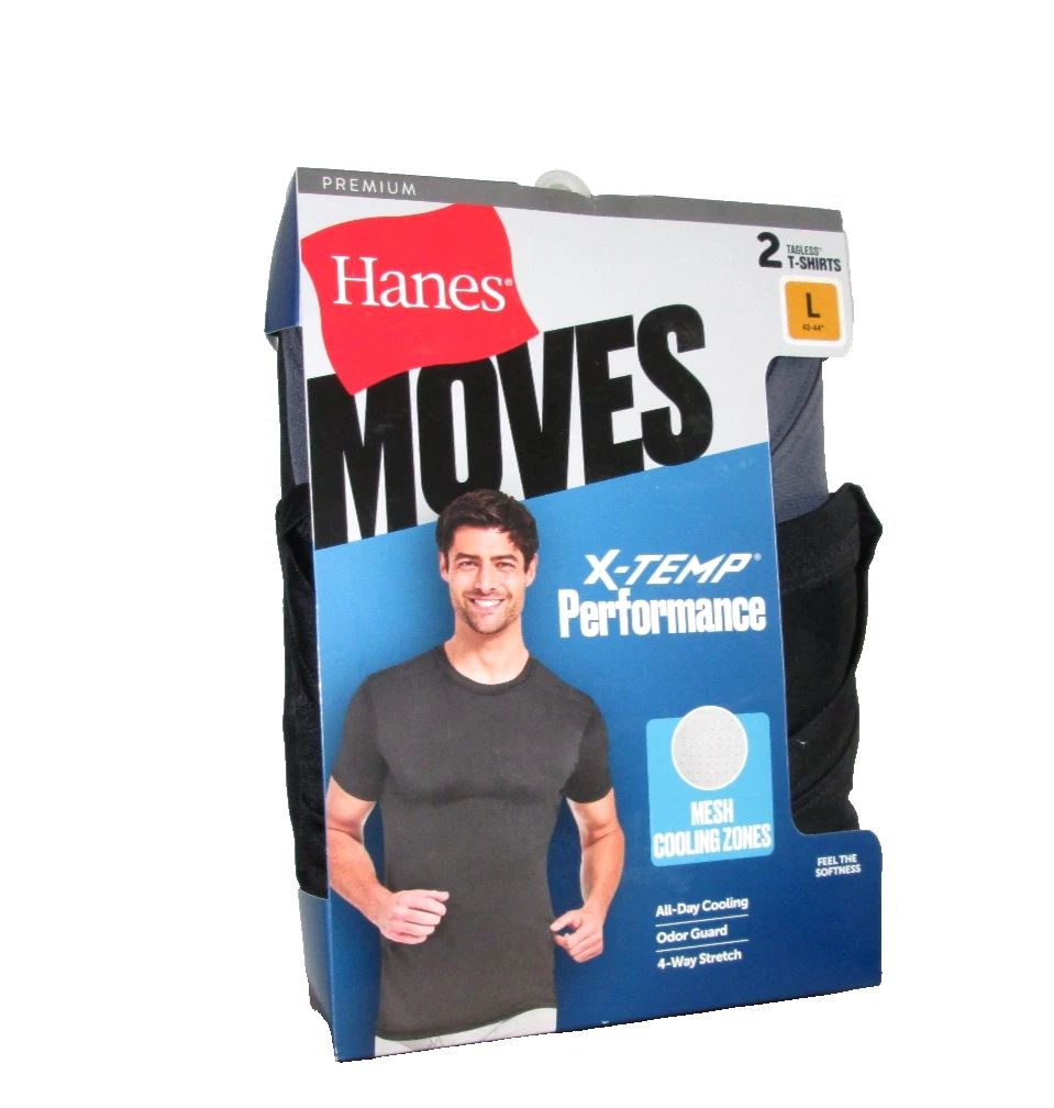 New Men's Hanes Moves 2 Pack Premium X-Temp Breathable Crew Neck T-Shirts Large Unisex T-shirt, Sweatshirt, Hoodie, Long Sleeve Tee - T-Shirt, Sweatshirt, Hoodie