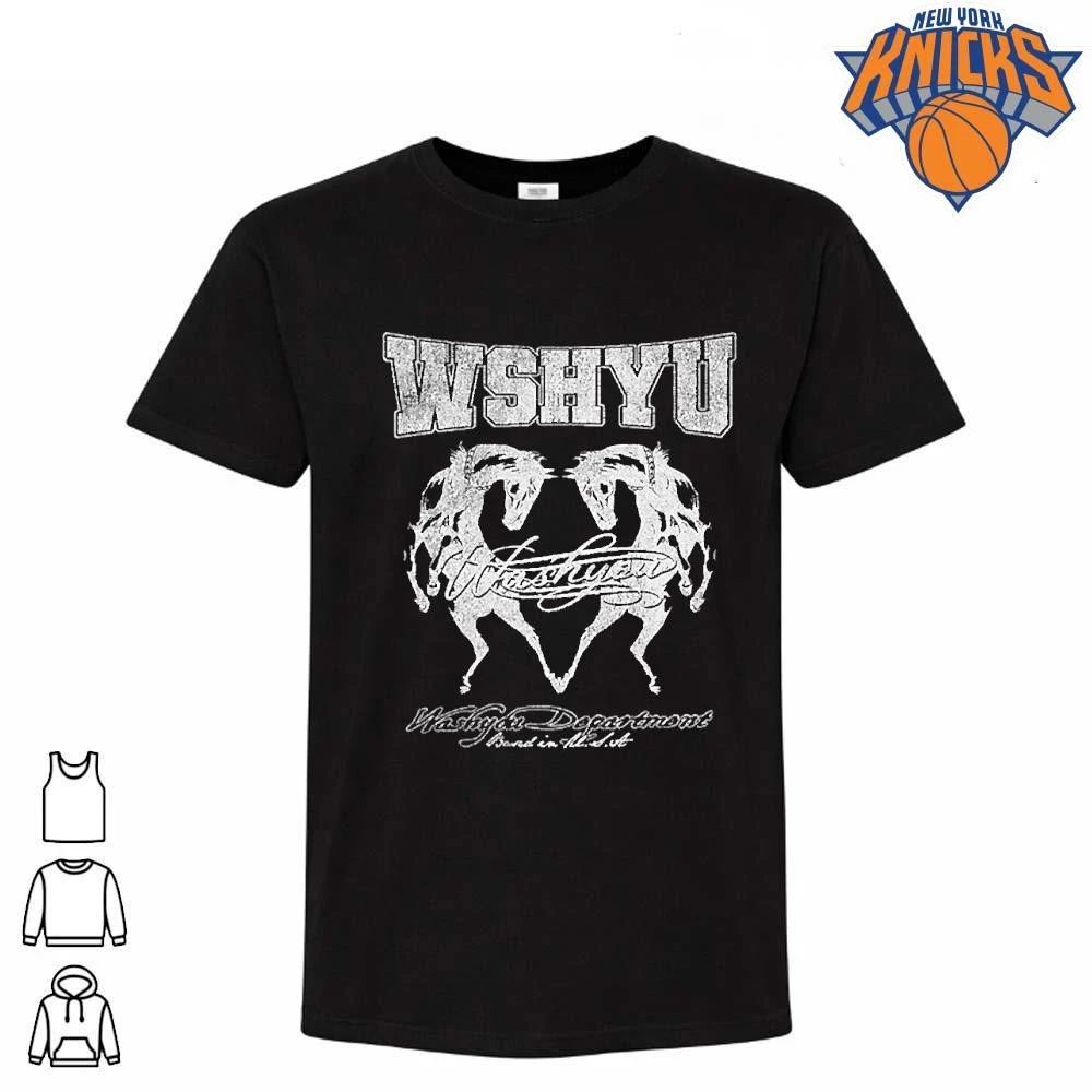 WSHYU Rearing Twin Horses Logo Print College Style Streetwear Tee Shirt Unisex T-shirt, Sweatshirt, Hoodie, Long Sleeve Tee - T-Shirt, Sweatshirt, Hoodie