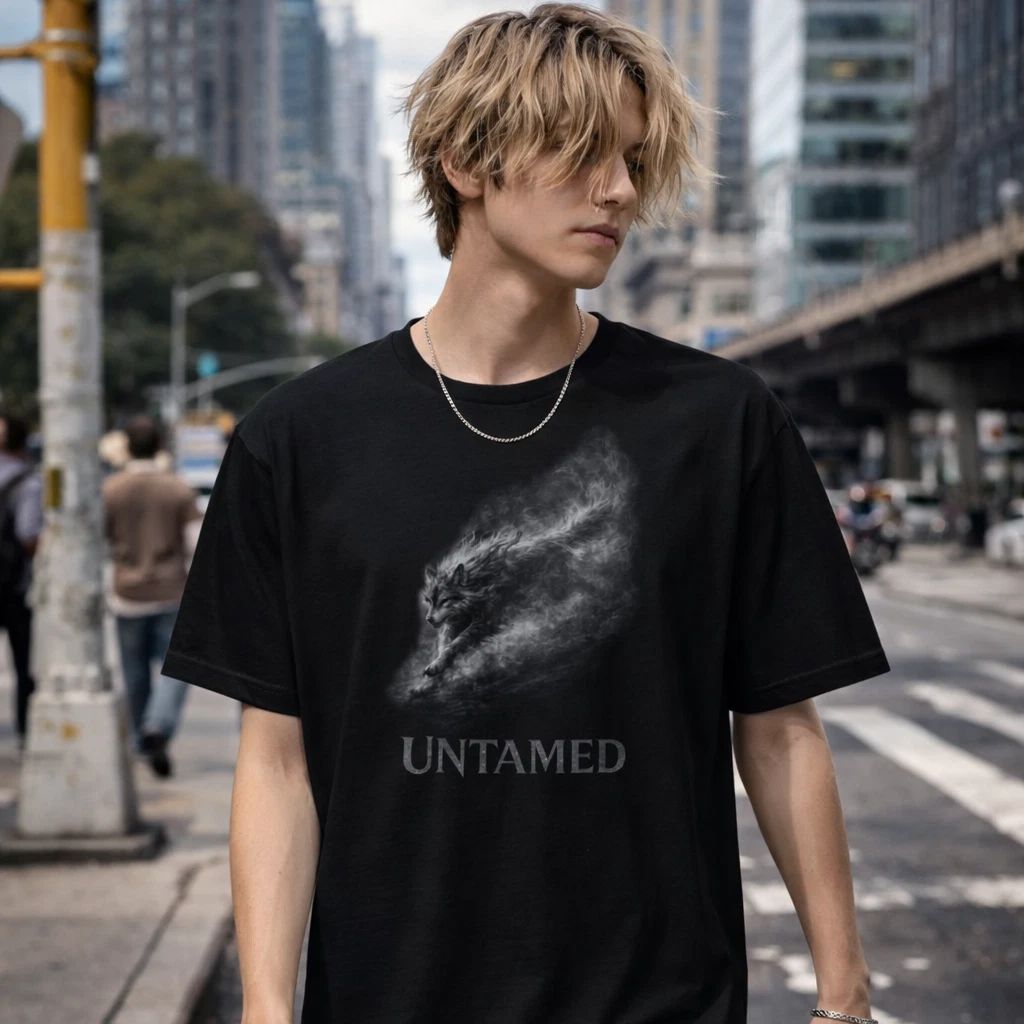 Shinora Untamed Wolf Graphic T-Shirt Men Streetwear Black Cotton Size L Unisex T-shirt, Sweatshirt, Hoodie, Long Sleeve Tee - T-Shirt, Sweatshirt, Hoodie
