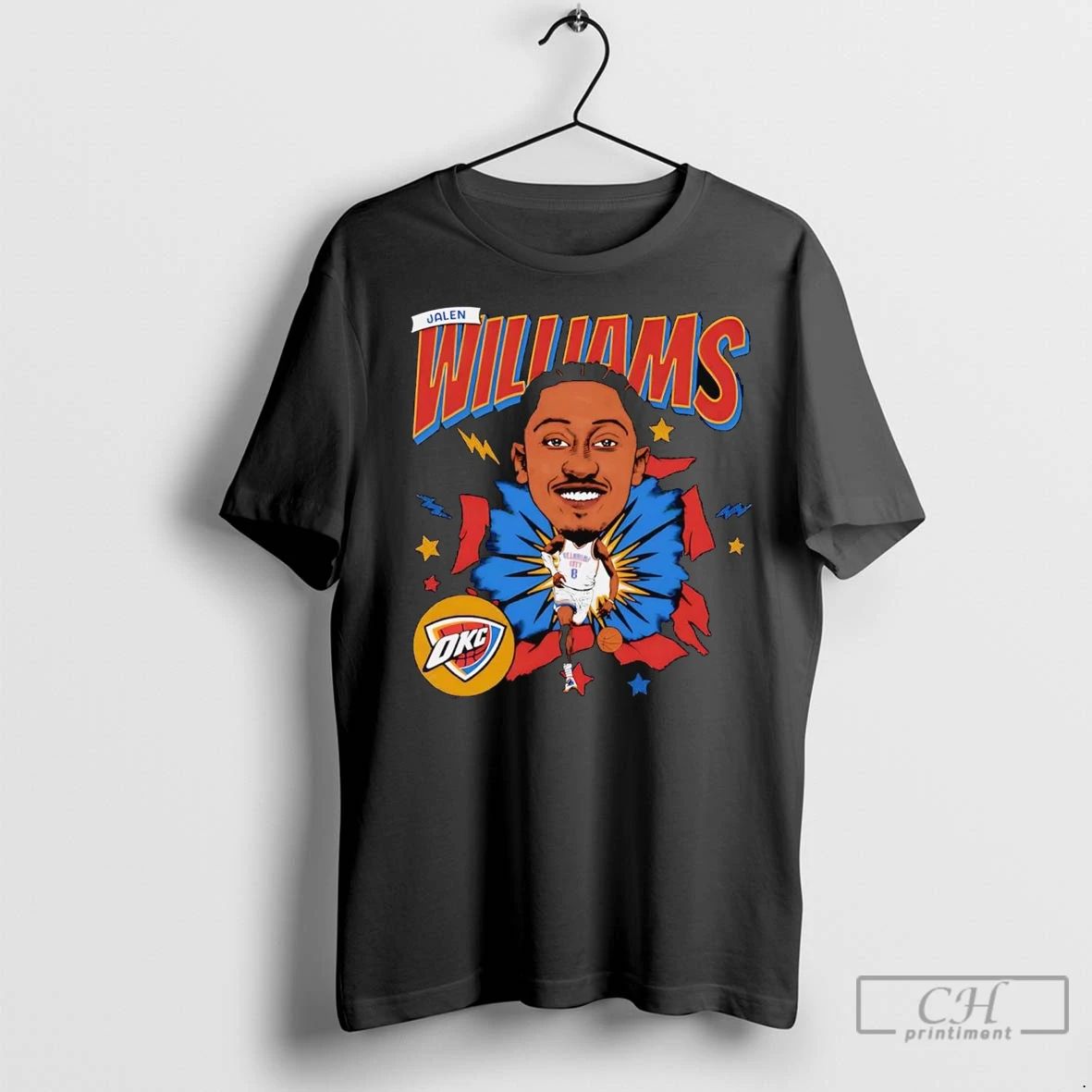 Premium Jalen Williams Caricature Oklahoma City Thunder Unisex T-shirt, Sweatshirt, Hoodie, Long Sleeve Tee - T-Shirt, Sweatshirt, Hoodie