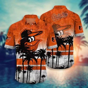 Baltimore Orioles Sunset Palms Hawaiian Shirt Unisex T-shirt, Sweatshirt, Hoodie, Long Sleeve Tee - T-Shirt, Sweatshirt, Hoodie