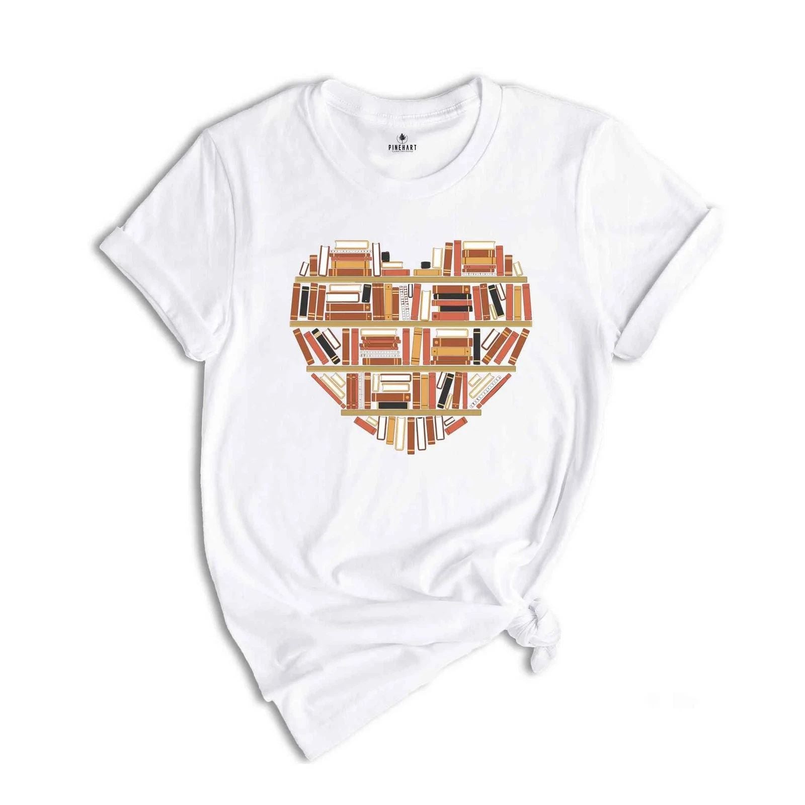 Books Heart shirts, Book Lovers Shirt, Gift For Bookworms, Cute Teachers Shirt, Unisex T-shirt, Sweatshirt, Hoodie, Long Sleeve Tee - T-Shirt, Sweatshirt, Hoodie