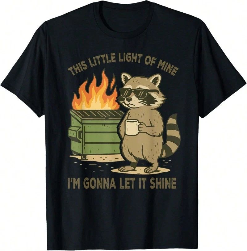 Funny Retro This Little Light-Of Mine Dumpster Fire Raccoon T-Shirt Unisex T-shirt, Sweatshirt, Hoodie, Long Sleeve Tee - T-Shirt, Sweatshirt, Hoodie