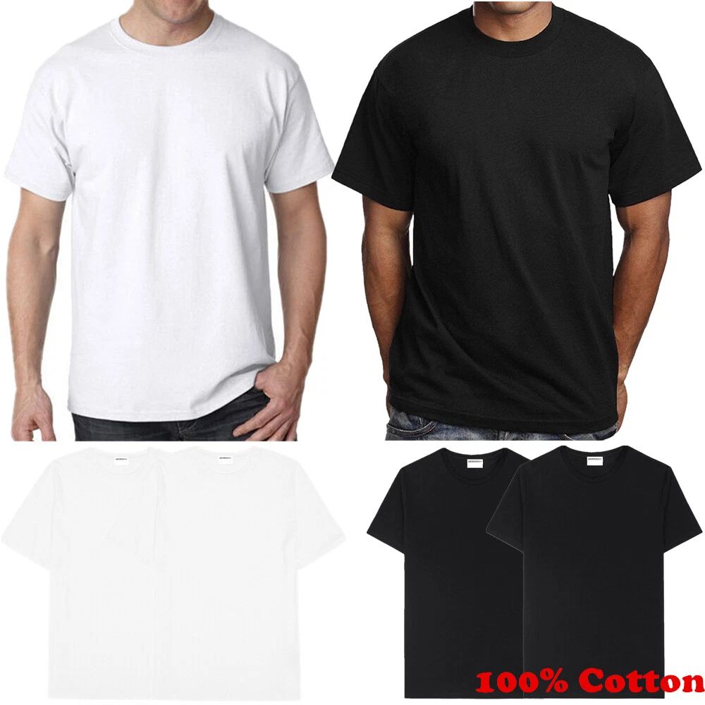 For Men 100% Cotton Crew Neck T-Shirt Black White Thick Casual Short Sleeve Tee Unisex T-shirt, Sweatshirt, Hoodie, Long Sleeve Tee - T-Shirt, Sweatshirt, Hoodie