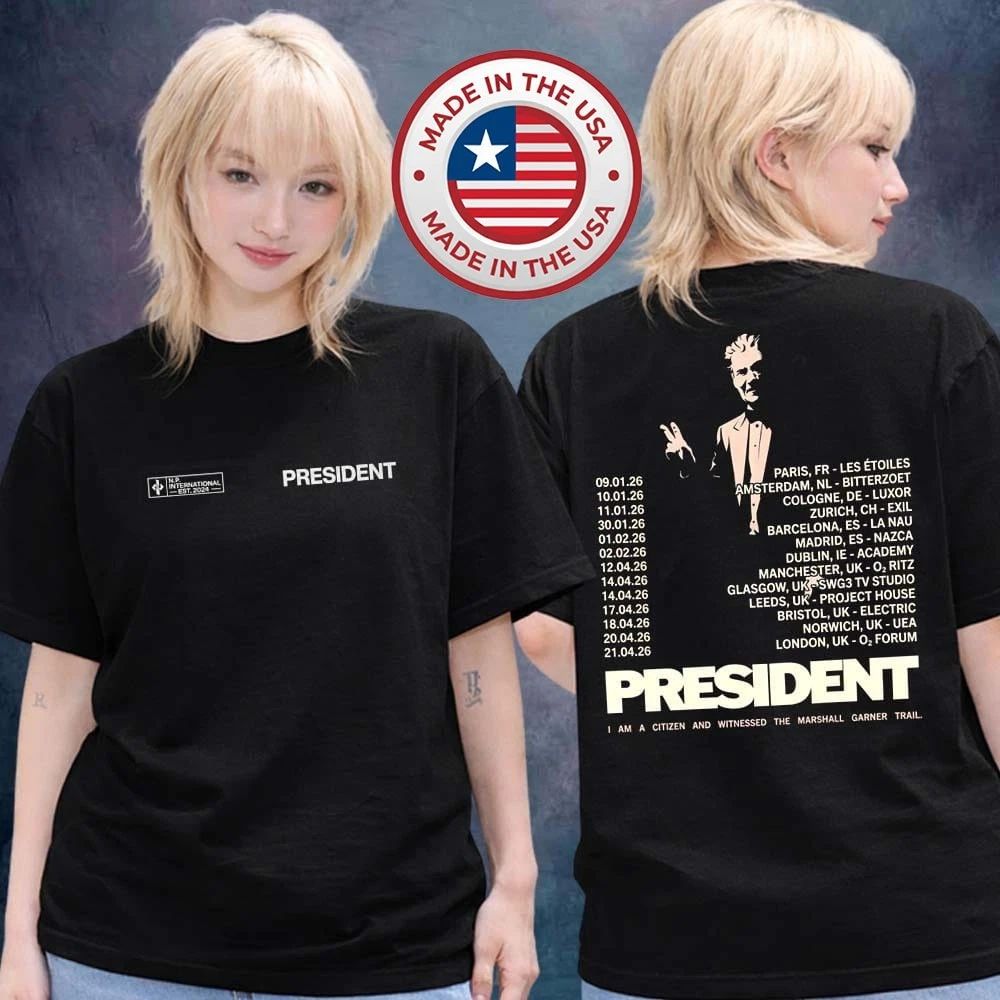 President Merch North American Campaign 2026 City Dates T-Shirt Unisex T-shirt, Sweatshirt, Hoodie, Long Sleeve Tee - T-Shirt, Sweatshirt, Hoodie