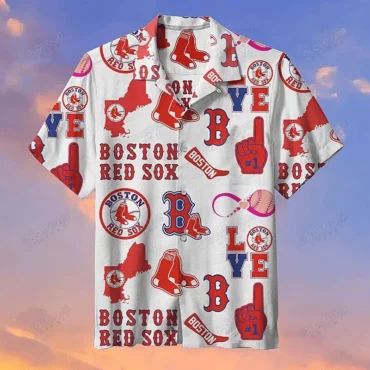 Boston Red Sox Fan Favorites Collage Hawaiian Shirt Unisex T-shirt, Sweatshirt, Hoodie, Long Sleeve Tee - T-Shirt, Sweatshirt, Hoodie