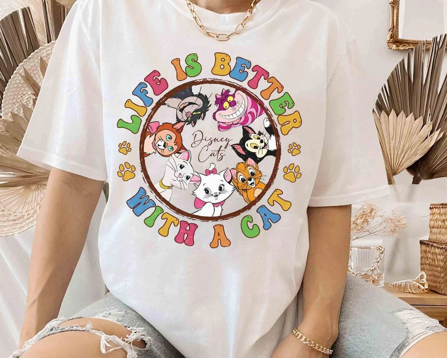 Cute All Cat Characters Group Life Is Better With A Cat Shirt Unisex T-shirt, Sweatshirt, Hoodie, Long Sleeve Tee - T-Shirt, Sweatshirt, Hoodie