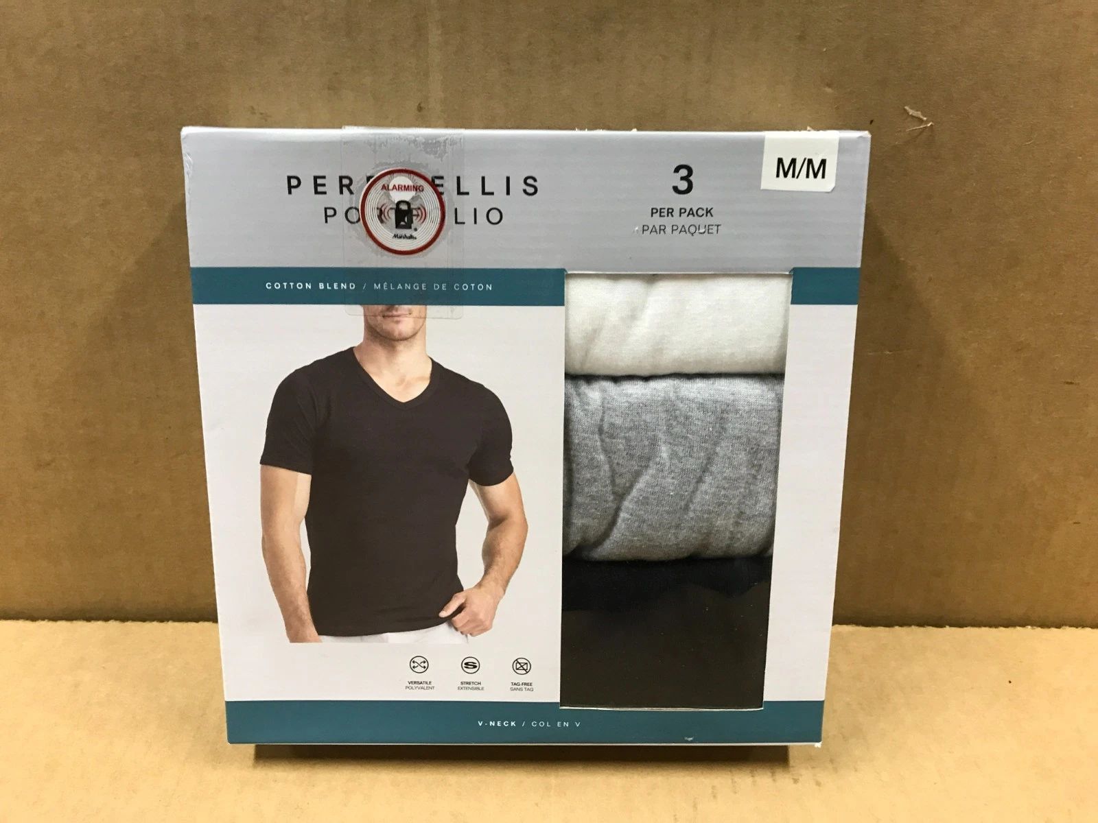 NIB Perry Ellis Portfolio 3-Pack Multicolor V-Neck Tees - Men's Size Medium Unisex T-shirt, Sweatshirt, Hoodie, Long Sleeve Tee - T-Shirt, Sweatshirt, Hoodie