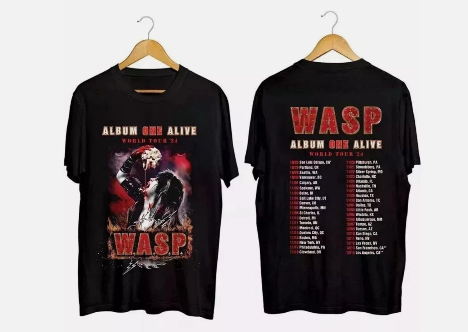W.A.S.P. Album On Alive 2024 Tour t-Shirt, WASP Band Fan Shirt Unisex T-shirt, Sweatshirt, Hoodie, Long Sleeve Tee - T-Shirt, Sweatshirt, Hoodie