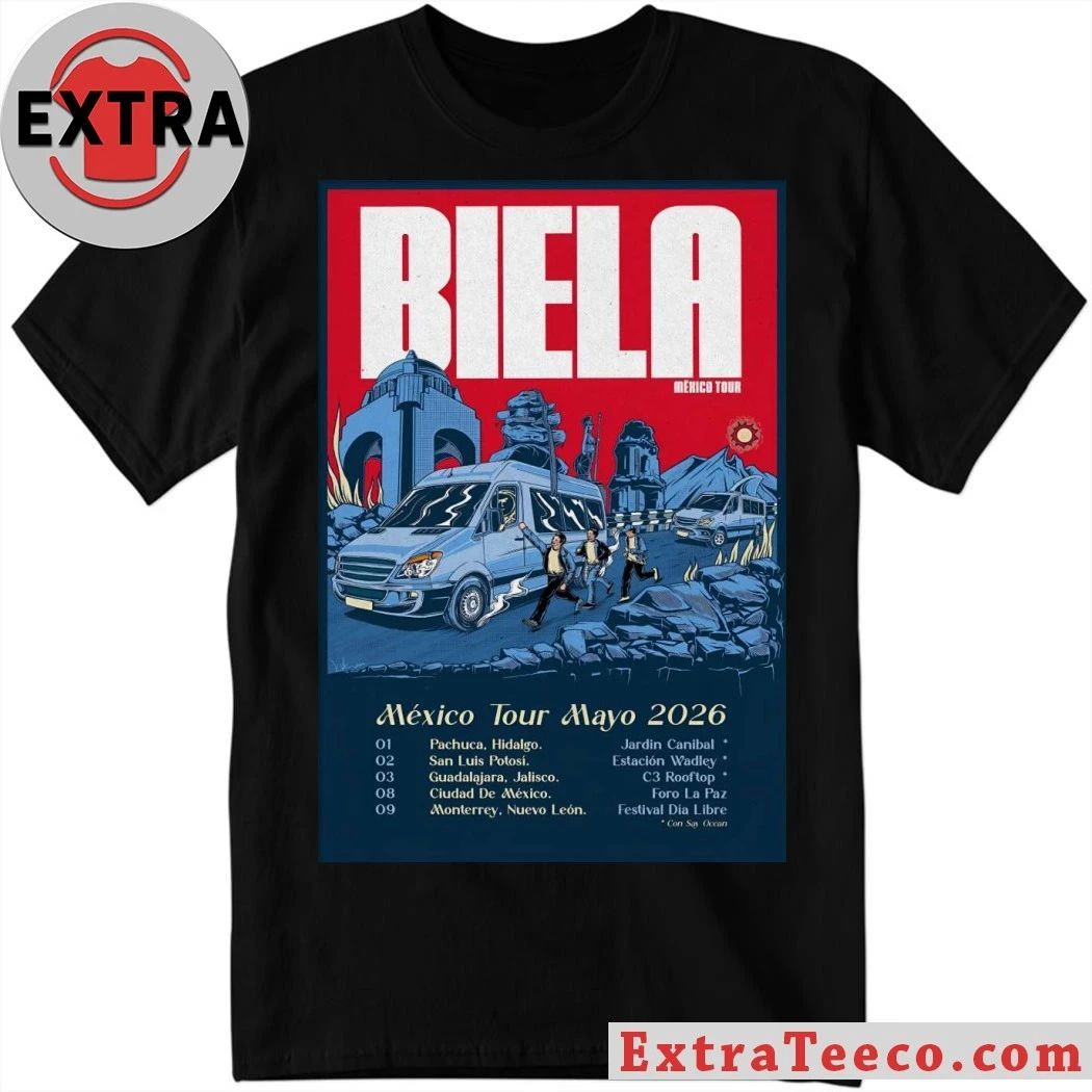 Biela Tour Mexico Mayo 2026 Poster Shirt Unisex T-shirt, Sweatshirt, Hoodie, Long Sleeve Tee - T-Shirt, Sweatshirt, Hoodie