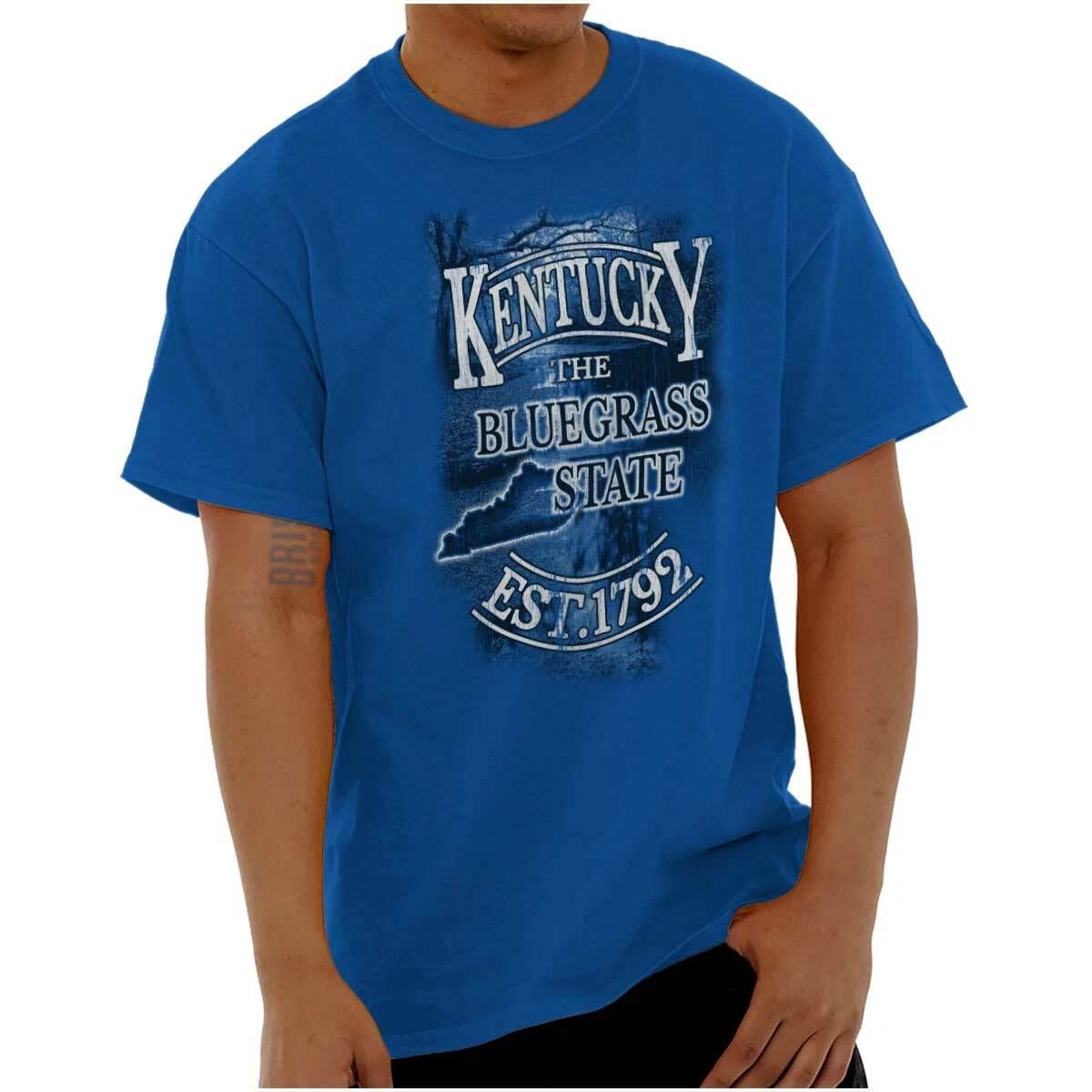 Kentucky Bluegrass State 1792 Map Tourist KY Adult Short Sleeve Crewneck Tee Unisex T-shirt, Sweatshirt, Hoodie, Long Sleeve Tee - T-Shirt, Sweatshirt, Hoodie