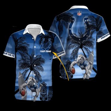 Personalized Indianapolis Colts Tropical Victory Wave Hawaiian Shirt Unisex T-shirt, Sweatshirt, Hoodie, Long Sleeve Tee - T-Shirt, Sweatshirt, Hoodie