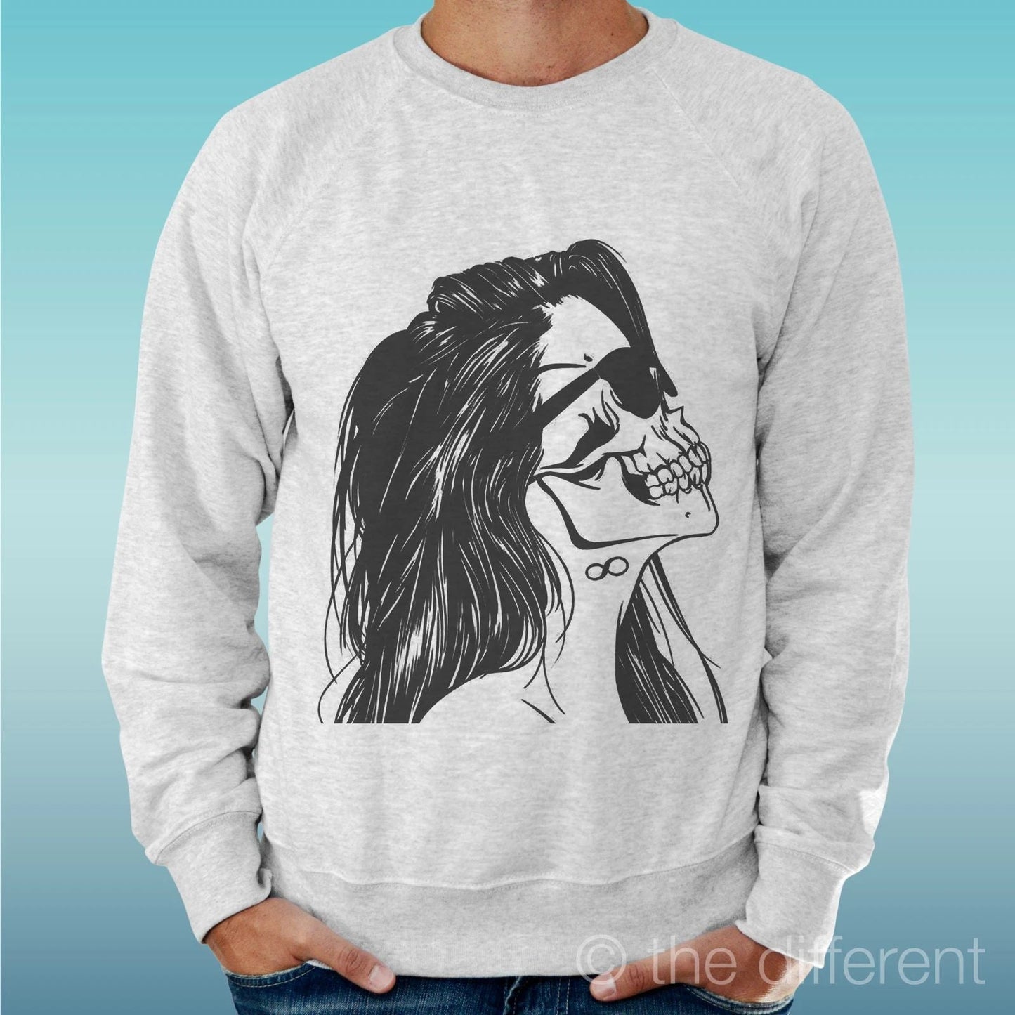 Felpa Man Light Sweater Light Grey " Skull Woman " Unisex T-shirt, Sweatshirt, Hoodie, Long Sleeve Tee - T-Shirt, Sweatshirt, Hoodie