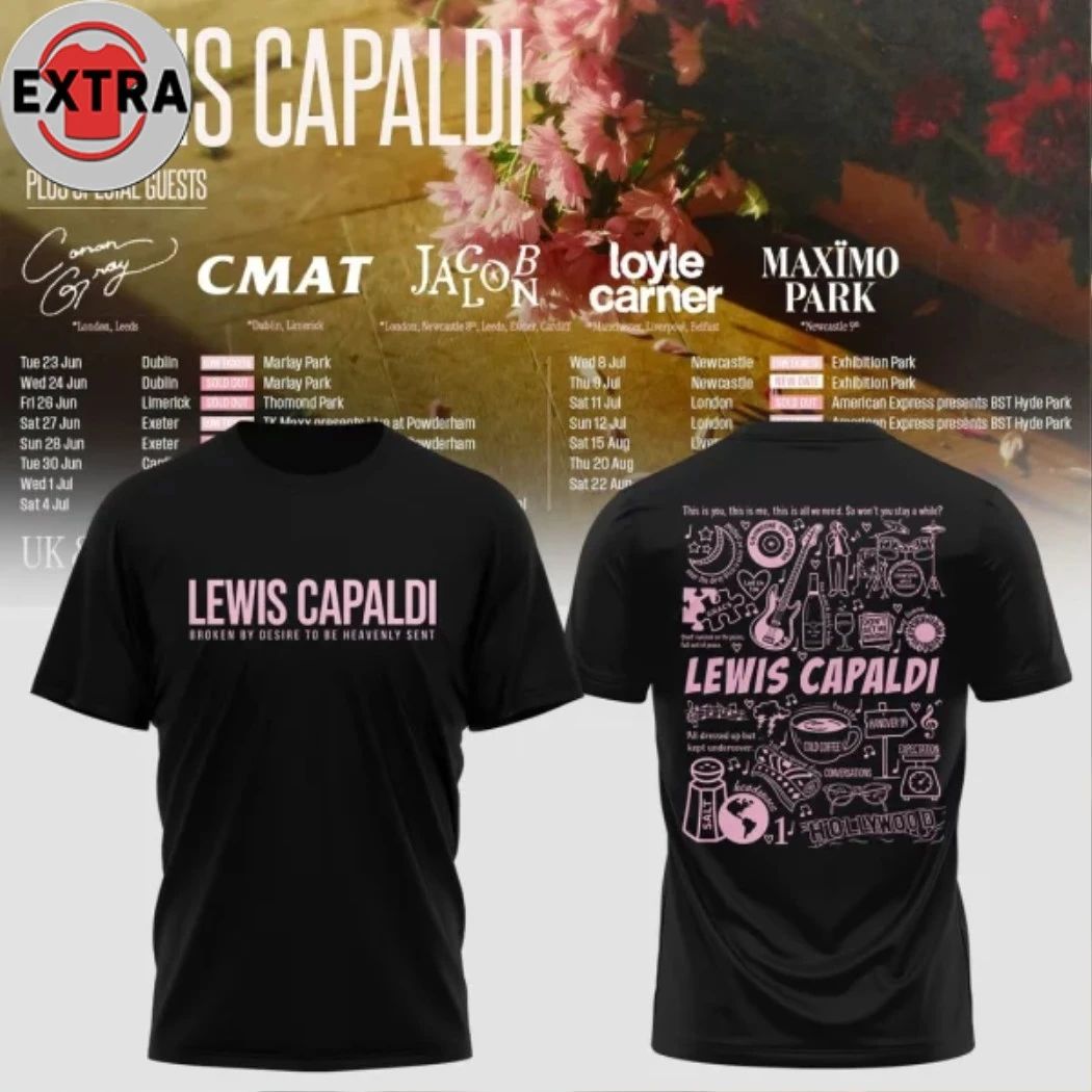 Lewis Capaldi UK & Ireland Summer 2026 Tour Logo Two Sided Shirt Unisex T-shirt, Sweatshirt, Hoodie, Long Sleeve Tee - T-Shirt, Sweatshirt, Hoodie